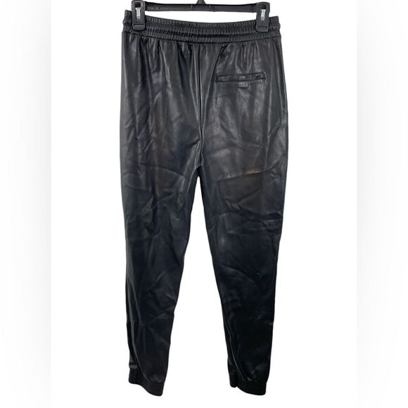 NWT Avec Les Filles Anthropologie Black Vegan Faux Leather Jogger Pants Size XS - Picture 4 of 13